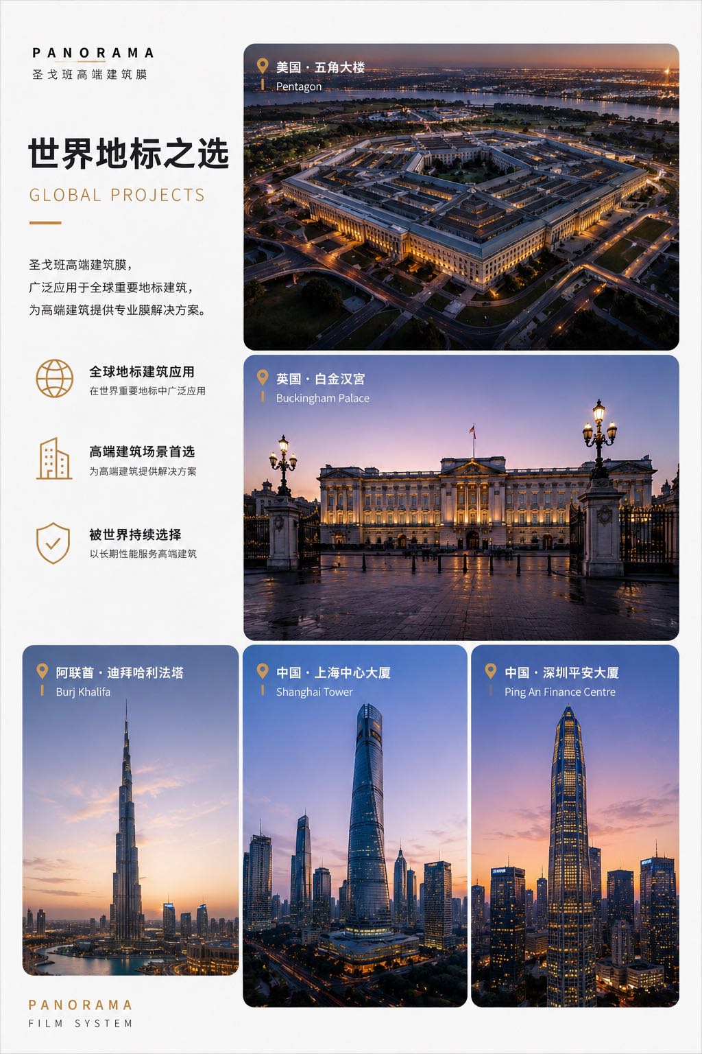 世界地標之選：美國五角大樓、英國白金漢宮、迪拜哈利法塔、上海中心大廈、深圳平安大廈